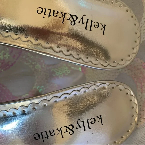Kelly & Katie Silver Glitter Barbie Kitten Heel Mules Size 9.5M - Picture 4 of 11